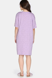 Zivame 2 Mile Fashion Knit Cotton Loungewear Dress - Orchid Bloom — thumbnail 5